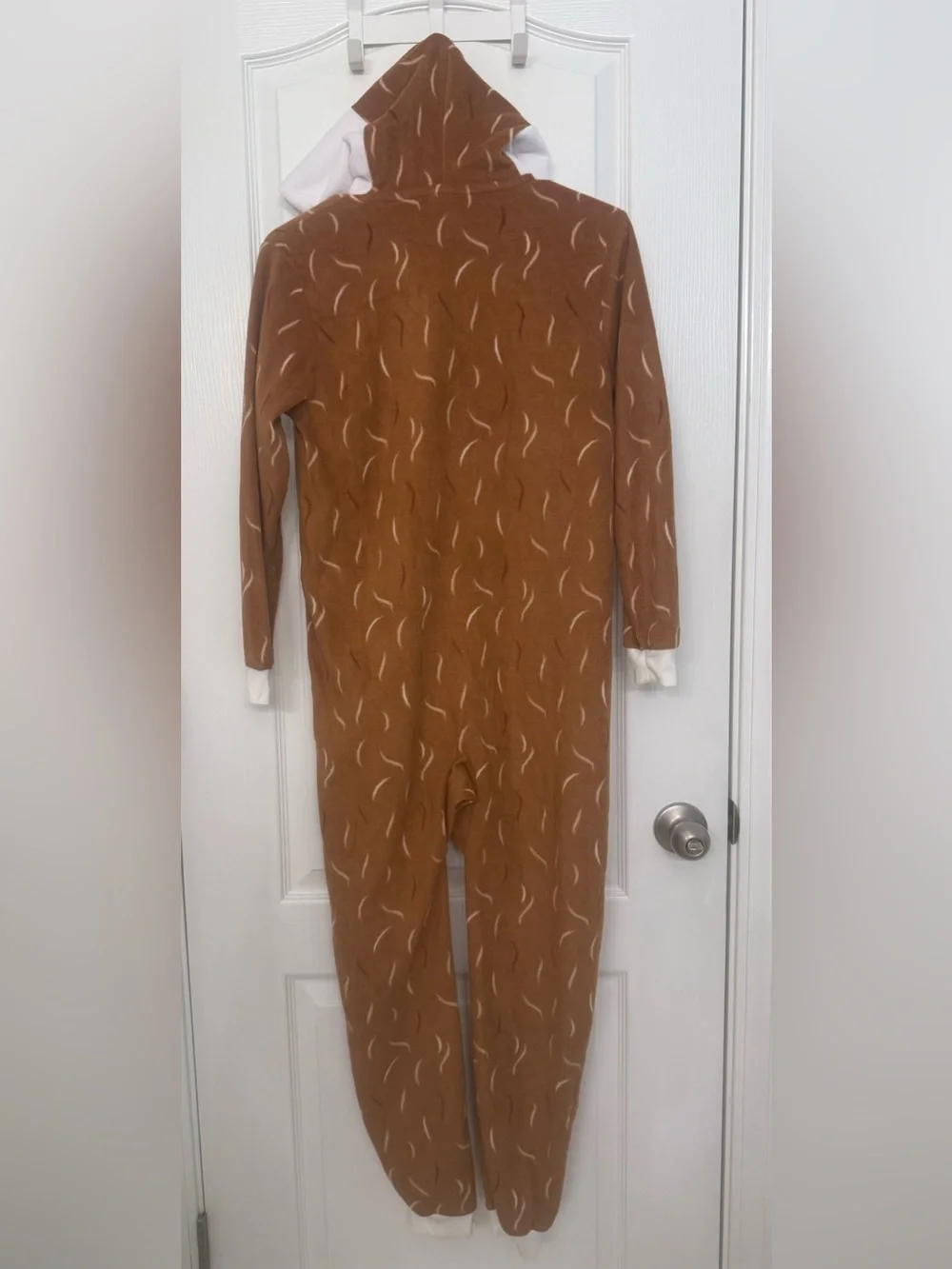 Kids Sloth One-Piece Pajama with Hood - Brown & White